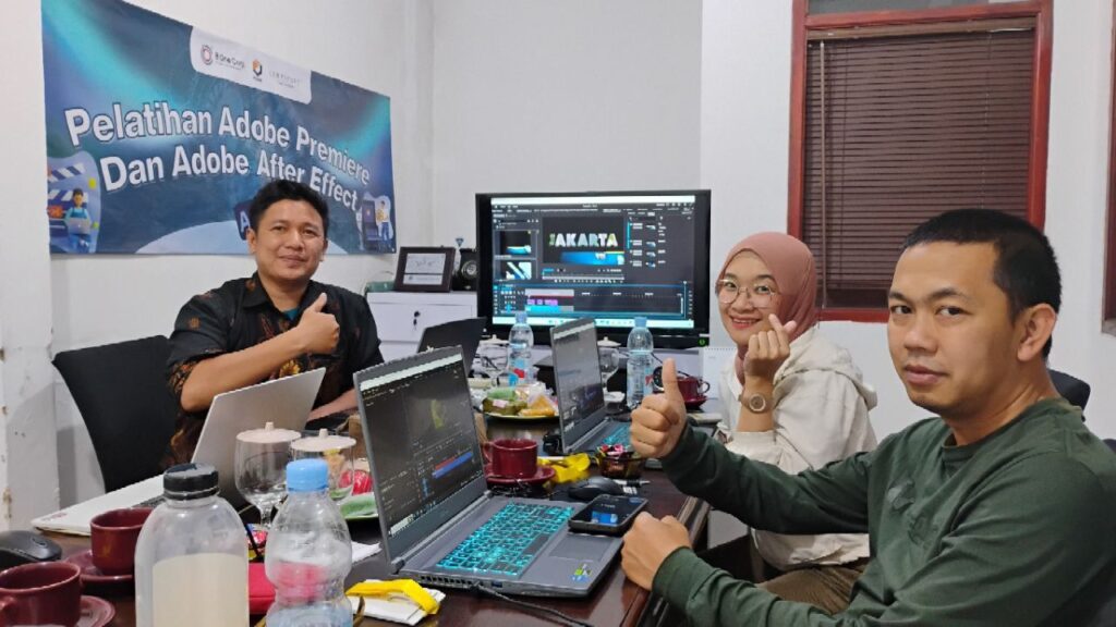 Pelatihan B One Corp Adobe Premiere dan After Effect dengan peserta Tim Humas Polban berjalan dengan Baik
